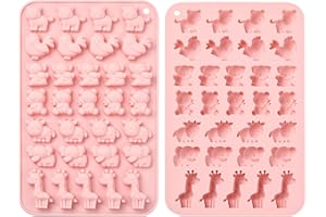 UR URLIFEHALL Lot de 2 moules en silicone en forme d'animal - Motif vache et éléphant - Pour bonbons, chocolat, gelée, glaçons, décoration de gâteaux, friandises pour animaux domestiques