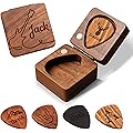 Boîte à médiators en bois personnalisée avec médiators gravés, étui et support pour médiators personnalisés, cadeau musical pour amateur de guitare, cadeau d'anniversaire ou de Noël pour guitariste
