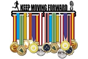 Wall Mount 2 Lines Medal Display Hanger with 3 Screws (Matte Black)