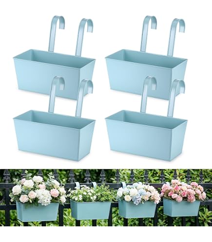 DARO DEKO Metall Hängetopf – 4 Stück, Grau, Mit 2 Henkeln, 25 X 13 Cm – Hängend Oder Stehend, Für Innen & Außen, Vintage-Look – Ideal Für Balkon & Garten Blumenkasten Hängend