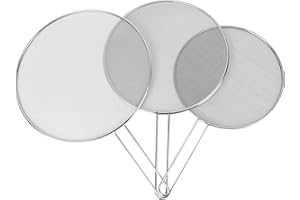 BESTONZON 3 Stücke Multifunktionale Edelstahl Splatter Bildschirm Wachen Flachgewebe Ölsieb für Pfannen Töpfe Skillets