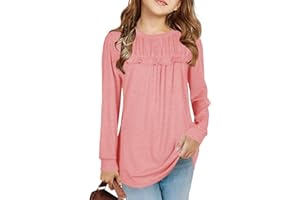 Mädchen T Shirts Tunika Rüschen Langarmshirts Freizeit Lose Tops Niedlich Kinder Weiche Bluse