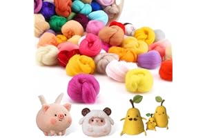 Nivofu Kit de Feutrage à L'aiguille, Laine Cardée à Feutrer, Kit de Feutrage de Laine 40 Couleurs, Aiguille Feutrage Starter Kit pour Débutant Artisanat DIY Poupée Ornement (5g / Couleur)