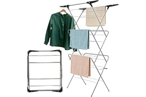 Aspect 3 Tier Folding Clothes Airer 20m Space For Laundry, With Extra Wings Clothes Drying Rack, Indoor & Outdoor Non-Slip Feet & Corner, Foldable Drying Rack, Lightweight, Space Saving Rack