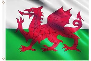 Solihigh Welsh Flag 5ft x 3ft for St.David's Day Decorations, 1Pcs Large Wales Dragon Flag Double Side with Brass Eyelets for Football Rugby Sports Events Decoration Garden Street Party Accessories