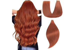 Einbeauty Extensiones Pelo Natural 20pcs Extensiones Adhesivas 35cm 40g marrón rojizo oscuro Extensiones Adhesivas Pelo Natural Extensiones De Cabello Natural Humano(14Pulgada,33N#)