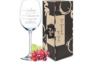 GRAVURZEILE Leonardo XL Weinglas mit Gravur - Schlechter , Guter Tag, Frag nicht! - Lustige Geschenke - Originelles Geburtstagsgeschenk für Männer & Frauen - Geeignet als Rotweingläser Weißweingläser