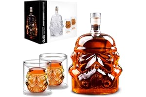 VI AI Jarra de whisky con 2 vasos, vasos de whisky, jarra de whisky para vino, licor, escocés, borbón, brandy, 750 ml