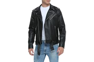 Fahsyee Läderjackor för män, fuskbomberjacka herr motorcykel asymmetrisk dragkedja bä slim fit cyklistrock
