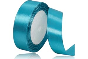 AHOMAME Turquoise Blue Satin Ribbon 20mm, 23 Meters Solid Colors Fabric Ribbon for Crafting, Gift Wrapping, Balloons, DIY Sewing Project, Hair Bows and Cake Decoration