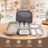 Valkyrie 304 Paslanmaz &Ccedil;elik 3 B&ouml;lmeli Lunch Box Termal &Ccedil;antalı &ndash; Sızdırmaz Kapaklı Beslenme Kabı