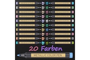 ANYUKE Set di 20 pennarelli metallizzati per libro degli ospiti, matrimonio, album fotografici, pagine nere, album fotografici, album fotografici, per fai da te, scatola per esplosione di compleanno,