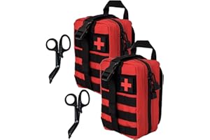 Krisvie 2Pack Tactical EMT Pouch 1000D Nylon Detachable Molle First Aid Bag for Outdoor Activities with Shear