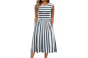 Zeagoo Vestidos Mujer Verano Sin Mangas Cuello Redondo Tirantes Vestido de Playa Largo Elegante Bohemio Floral Dress con Bolsillos S-XXL