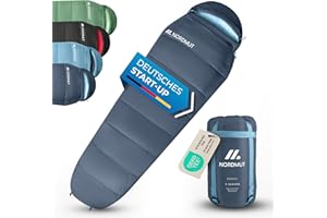 ‎NORDMUT NORDMUT® Schlafsack Erwachsene – kleines Packmaß & ultraleicht (900/1500g) – 3-Jahreszeiten (250 GSM) & Sommerschlafsack (100 GSM) – Mumienschlafsack für Camping, Outdoor & Festivals