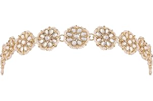 I Jewels 18k Gold Plated Traditional Floral Kundan Pearl Studded Rajasthani Sheeshphool/Mathapatti for Women (T2064W)