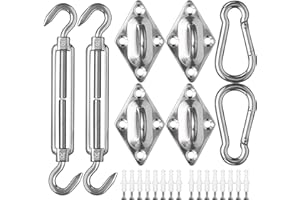 ZFYQ Kit de Montage pour Auvent 40 Pièces Grand kit de Matériel en Acier Inoxydable pour Installation de Voile d'ombrage Rectangulaire et Triangulaire, M8
