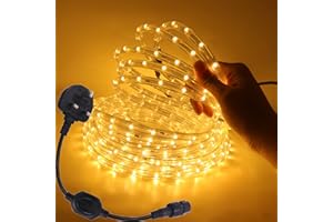 Wisada 220V LED Strip, 36 LEDs/m 10m Warm White Light 3000K IP67 Waterproof Flexible LED Tube CRI85+, Conductive Copper Wire, cuttable, Indoor and Outdoor Lighting Decoration LED Rope Light