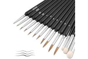 SVALOR Miniature Paint Brushes with Drybrush Set, 14 Pcs Fine Detail Paint Brushes, Dry Brush Miniature Painting for Fine Detailing, Figure Model, Acrylic, Watercolour, Miniatures