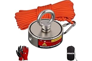 MUTUACTOR Dwustronne zestawy magnesów wędkarskich o wadze 500 kg, wytrzymały magnes neodymowy N52 z trwałą liną 20 m, silny magnes do zbierania skarbów w rzekach