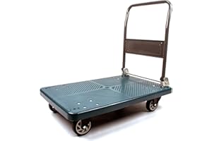 VIRZEN Heavy Duty Folding Platform Trolley, Rolling Flatbed Luggage Cart with 360° Swivel Wheels for Moving, Loading, Delivery and Heavy Items 150kg Capacity (Small, Grey)