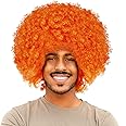 Unisex Short Fluffy Afro Funny Wigs for Halloween,Holiday Party Clown Costume (Orange)
