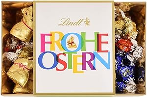 ‎LINDT & SPRÜNGLI Lindt Schokolade Buntes Osternest | 310 G | 8 X Mini GOLDHASEN, 26 X LINDOR Vollmilch-Eier, 15 X LINDOR Eier WeiÃŸ, 10 X LINDOR Eier Feinherb | Oster Schokolade | Schokoladengeschenk