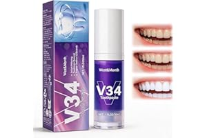 30ml Pasta de Dientes Púrpura Blanqueadora, Pasta Blanqueadora, Dientes Limpios y Brillantes, Proporciona un Blanqueamiento Suave y una Limpieza Eficaz, para una Sonrisa Más Blanca y Luminosa