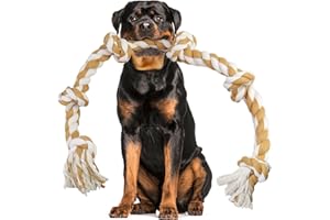 GaiusiKaisa Extra große Hundespielzeug Seil für Aggressive Kauer - 110cm, 6 Knoten, 100% Nicht gefärbt unzerstörbar Baumwollseil für große und mittlere Rasse Hund Kauspielzeug Tug of War,Zahnen