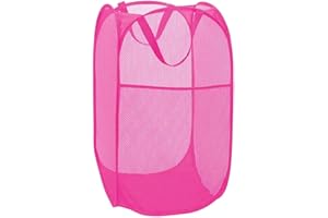 Diggoour 75L Deluxe Strong Mesh Pop up Laundry Hamper Basket with Side Pocket for Laundry Room, Bathroom, Kids Room, College Dorm or Travel(Blush, 36x36x60cm)