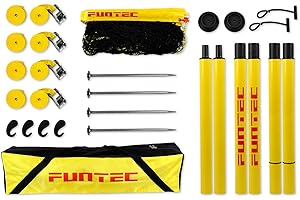 Funtec Beach Masters Set - transportable Beachvolleyball-Netzanlage mit leichtem Freizeitnetz