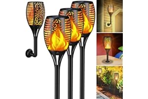 Lafhome Luci Solari da Giardino - Set di 4 Luci Solari a Fiamma, Impermeabili IP65, Fiamme Realistiche, Accensione/Spegnimento Automatico, Luce Calda per Giardino, Vialetto, Percorso, Cortile