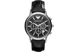 Emporio Armani Reloj Hombre, Movimiento Cronógrafo con 3 subesferas y Caja de 43mm con Correa de Acero, Piel o Silicona
