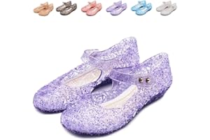 Jiaduowang Frozen Inspired Elsa Flats Mary Jane Dance Party Cosplay Shoes, Snow Queen Princess Birthday Sandals for Little Girls