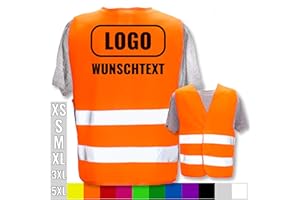 PixiPrints.com Hochwertige Warnweste mit Leuchtstreifen * bedruckt mit Name Text Bild Logo Firma * personalisiertes Design selbst gestalten
