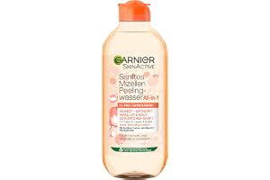 Garnier Mjukt miceller exfolierande vatten, rengöringsvatten för att avlägsna make-up-rester och döda hudmjäll, SkinActive, 1 x 400 ml