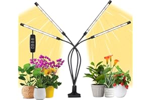 Lampada per Piante, JINHONGTO Lampada per Piante da Interno a Spettro Completo da 80 LEDs, Lampada da Coltivazione a 4 Teste con Timer, Lampada LED Piante 10 Livelli di Regolazione e 3 Modalità