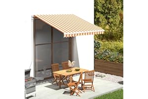 puraday Awning Replacement Fabric 3 x 2.5 m Awning Canopy Yellow and Orange Awning Fabric Waterproof Polyester with PU Coating