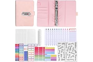 TIOODRE Geldsparbinder Budget Planner, Zahlenschloss Sparbuch für Geld 100 Umschläge A6 Geldspar-Ordner Spar Challenge, 100 Envelope Saving Challenge Sparen Organizer Geld mit 12 Karten Leicht zu Sparen
