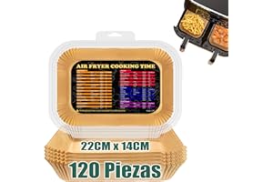 COLOZEE Papel de Horno Para Freidora de Aire Rectángulo, 120 Piezas, 22x14cm, Papel de Pergamino para Ninja Foodi AF300EU AF400EU y Otras Freidoras con Doble Cestas