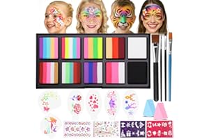 ‎JANOLIA Janolia Gesichtsfarbe Kinderschminke Set, Macaron Bodypainting Farben für Theaterschminke Regenbogenschminke Faschingsschminke, Wasserbasis Face Paint, Ideal Kinderschminken Set für Halloween Karneval