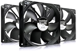 AABCOOLING Black Silent Fan 12 - Silent and Efficient 120mm Fan with 4 Anti-vibration Pads, Cooling Fan, Computer Fan, 12V, Air Cooler, Airflow Fan - Value Pack 3 Pieces 20.9 dB(A), 68 CFM, 1600 RPM