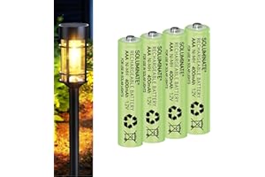 Soluminate Solar Light Batteries AAA (400mAh) Rechargeable 1.2V Ni-MH for outdoor garden lights (4-Pack)