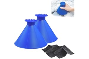 JCTRRJ 2 Stück Magischer Eiskratzer, Eiskratzer Auto rund, windschutzscheibe Kratzer entfernen, Scraper, mit 2 Stück Auto Kratzer Entfernen Reparatur Nanomagic Tuch, für Geeignet Auto SUV Van Bus