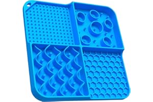 Eiito Leckmatte Hund 1 Stück Schleckmatte mit Saugnäpfen, BPA-frei Spülmaschinenfest Hund Katzen Lecken Pad für Baden Training (blau)