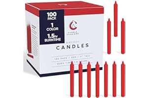 Candle Charisma 100 Red Spell Candles - 4" Unscented Paraffin Chime Candles, Smokeless & Dripless, Colored Candles, Long Burn Time 0.43" Thick Taper Candles for Rituals, Witchcraft and Parties