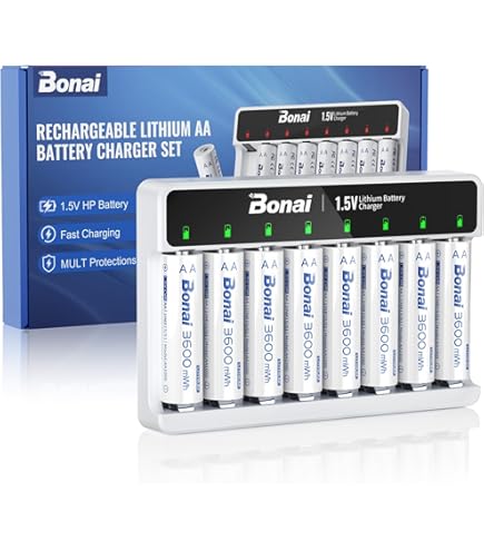 CITYORK AA Accu 3000 mWh 12 stuks 1,5 V oplaadbare lithium batterijen met accuboxen geringe zelfontlading