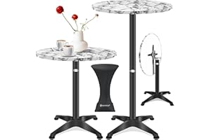 KESSER® 2in1 Stehtisch klappbar Bistrotisch 1er Set | Aluminium Edelstahlplatte | höhenverstellbar 70cm / 115cm | Partytisch Tisch Ø 60cm | In- & Outdoor Empfangstisch | Klapptisch mit Husse Marmor