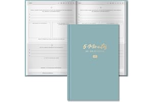 BIROYAL A5 Journal de gratitude et pleine conscience, 128 Pages, Couverture Rigide, 5 Minutes par Jour pour Cultiver la Paix Intérieure et le Bonheur