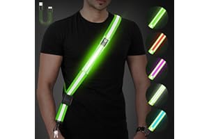 Fitense Cinturón Reflectante LED, 5 Colores & 3 Modos Chaleco reflectante LED Visibilidad para Caminar Nocturna, Equipo de Carrera Iluminado Recargable con Correas Ajustable para Hombres,Mujeres,Niños